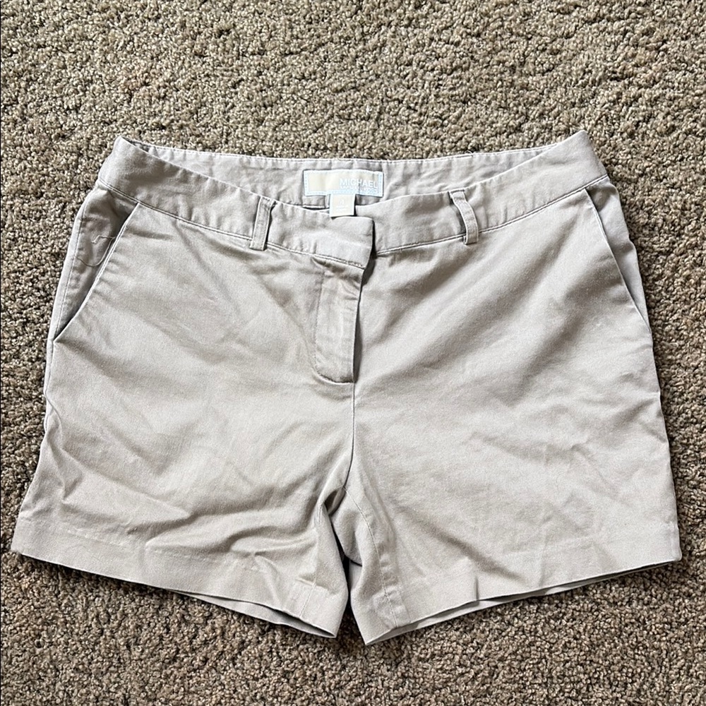 Michael Kors Tan Bermuda Shorts with Tailored Cuffed Hem